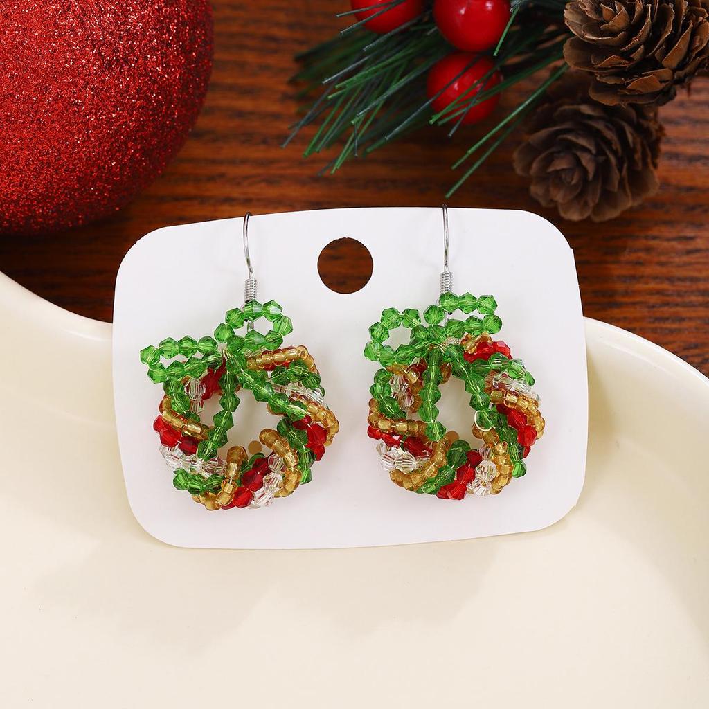 Colorful 3D Christmas Wreath Earrings: Creative, Cute, Sweet for Women