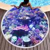 Underwater World Marine Animal Round Beach Towel with Tassels, Microfiber Quick Dry Sand Free Circle Bath Towel Gifts for Women