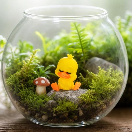 3D-gedruckte kleine gelbe Enten, niedliche gelbe Entenfigur für Schreibtischdekoration, Enten-Miniaturfiguren für Mikrolandschaften, lustige Geschenkideen