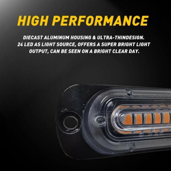 Amber White LED Emergency Warning Hazard Flash Strobe Light Bar Car Truck 2Pc EA