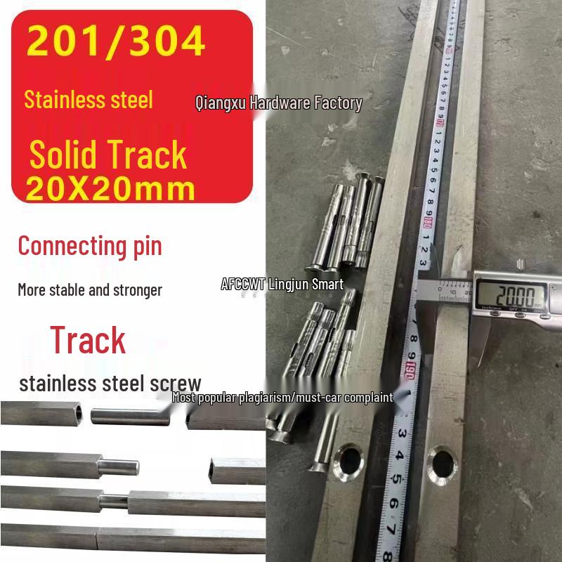 Elektrisk skjutdörr 201 Massivkärna Rostfritt stål 304 Dubbelspårig skena med expansionsskruvar