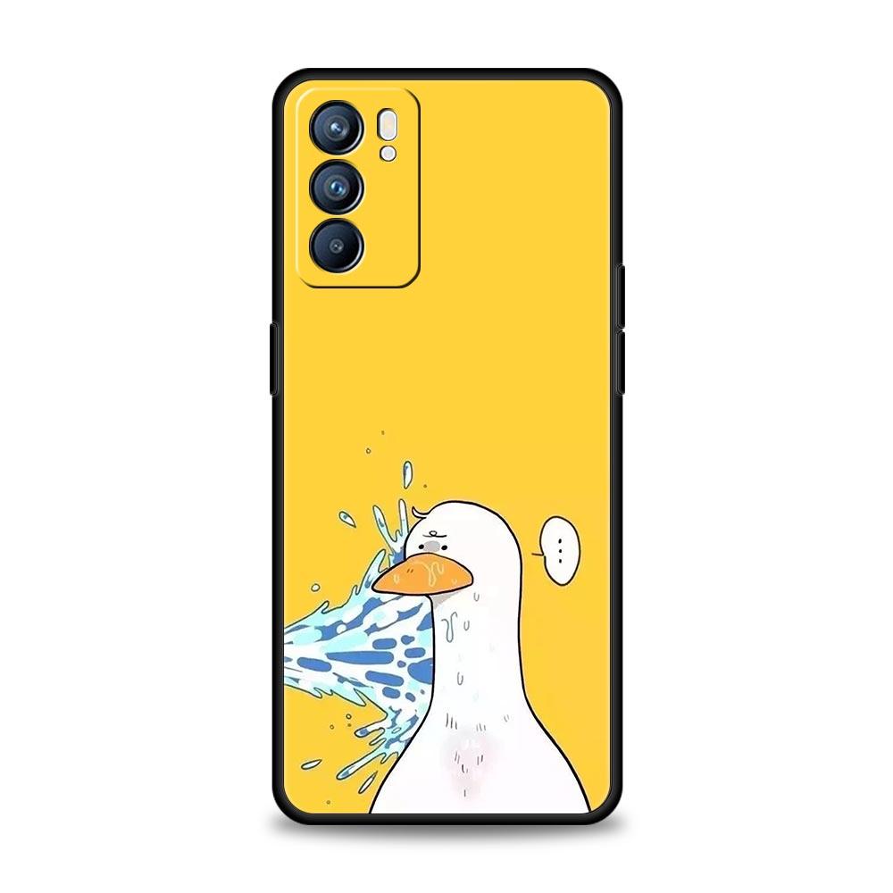 Cartoon Duck Phone Case For Oppo Reno 13 12 11 10 7 F Find X5 X6 A98 A80 A79 A78 A57 A54 A31 A17 Pro 5G Soft TPU Cover Funda Bag