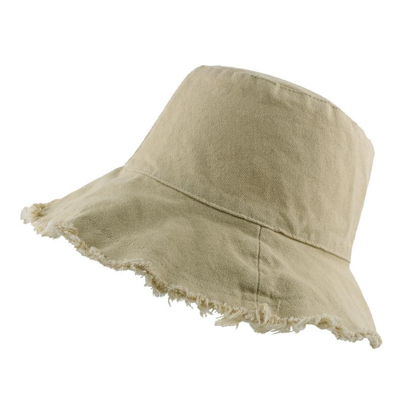 New  Logo Fringed Washed Cowboy Hat Ladies Cotton Flat Top Wide Brim Folding Outdoor Beach Hat