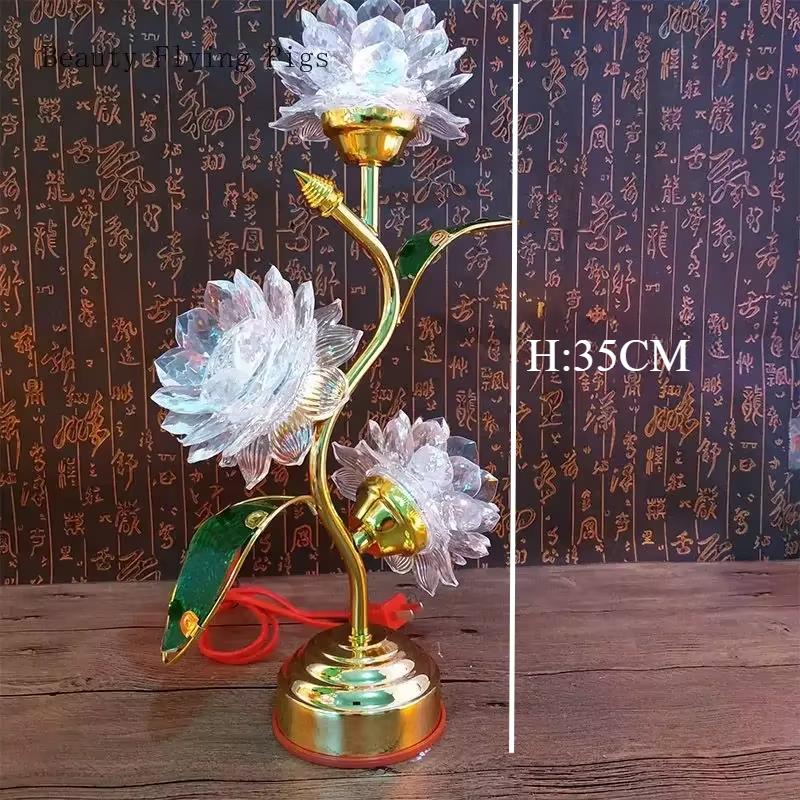 

Crystal Colorful Lotus Simulated Candlestick Home Temple Radio Station Candle Holders Decoration Feng Shui Flower Home Decor