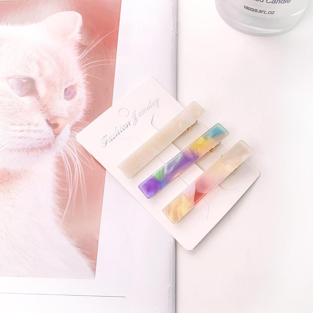 Bofeiya 3-Pack Colored Acetate Hairpins: Japanese & Korean Style Simple Bangs & Side Clips