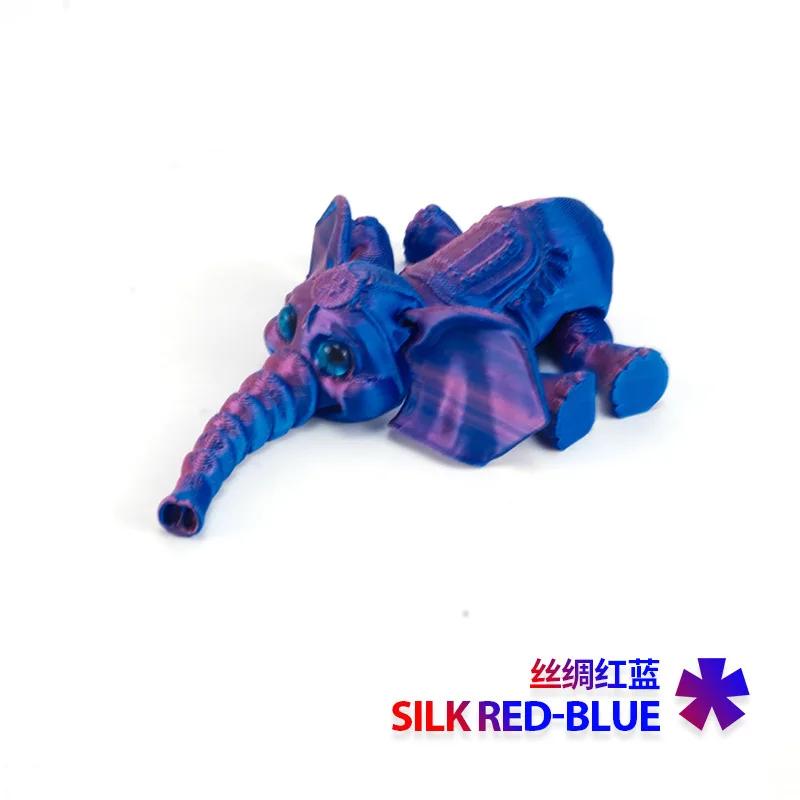 3D Printed Elephant Model Multi-jointed Movable Elephant Action Figurine Solid Mini Elephant Doll Desktop Decoration Kids Gift