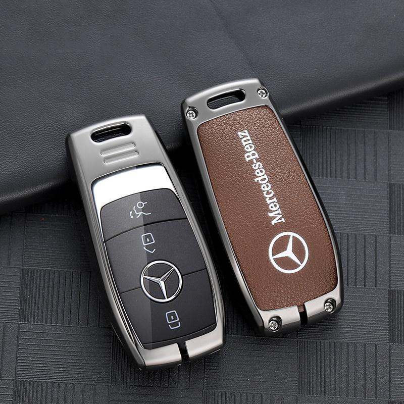 D4Leather Car Key Case Cover Shell Fob For Mercedes Benz A B C E R Class GLS GLA GLK GLC CLS CLA AMG W204 W205 W212 W463 W176 PWJN1