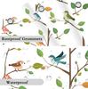 Funny Cute Bird Shower Curtain, Rustic Aesthetic Hummingbird Green Leaves Tree Floral Bathroom Curtain Nature Farmhouse Kids
