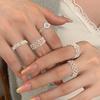 925 Sterling Silver Rings For Women Geometric Fine Jewelry Finger Adjustable Hollow Web CZ Ring For Party Birthday Gift