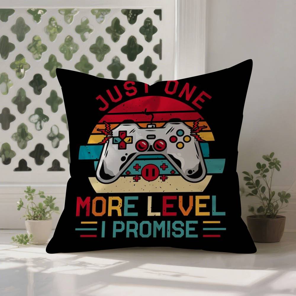 Colorful Graffiti Game Gamepad Pillow Case  Anti-dustmite Pillowcase Invisible zipper silky Sofa cushion cover