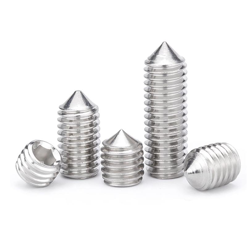 DIN914 304 Stainless Steel Hex Socket Point Grub Screws M3 M4 M5 M6 M8 M10 Assortment Kit - High Hardness Fasteners Set