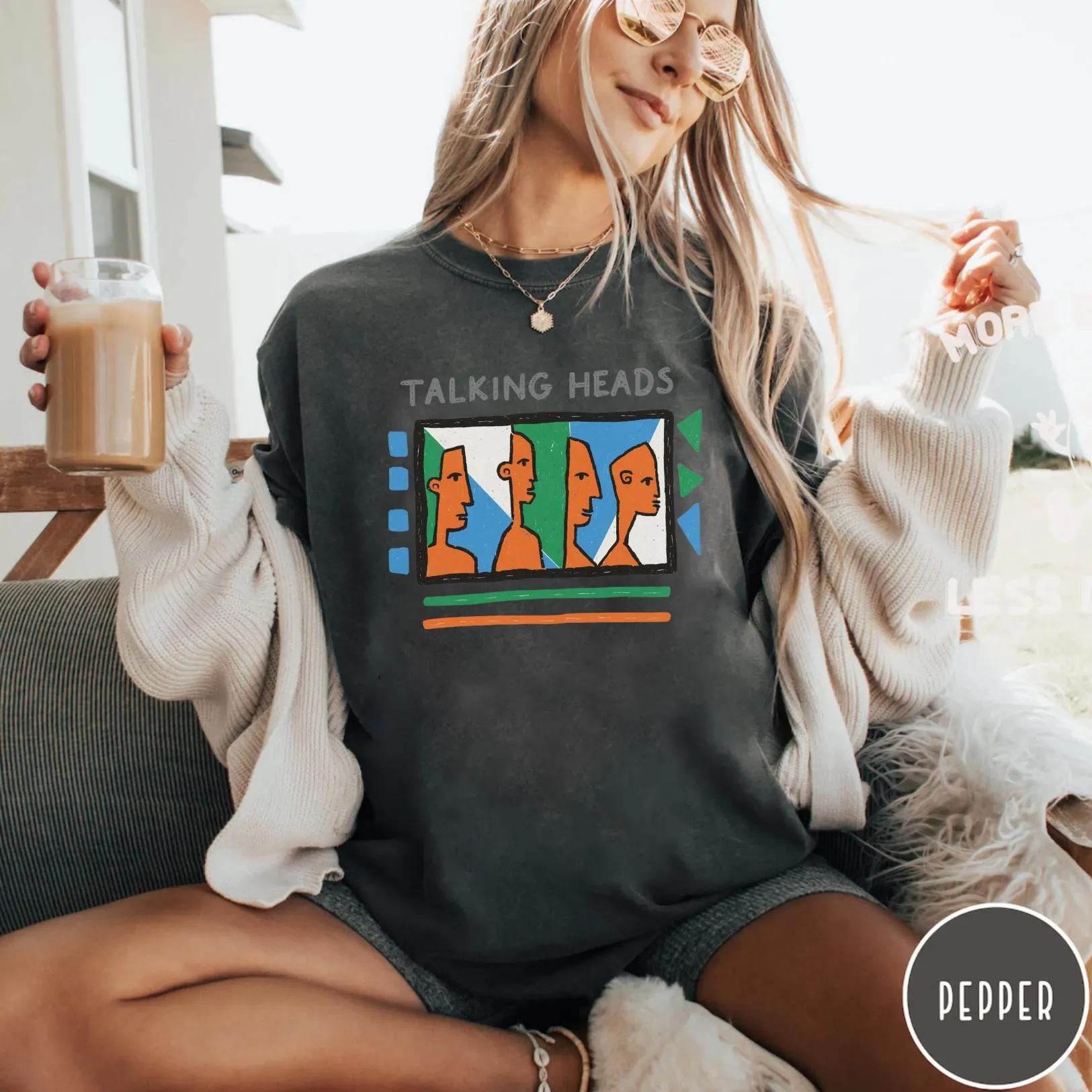 

Plus Size Summer Womens Vintage Talking Heads TShirt Cotton Breathable Stylish Versatile Street Style Oversized XL