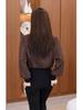Chic Angora Red Semi-High Neck Women's Layered Stretch Shirt