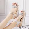 Platform sandals wedge heel high heel platform muffin shoes sandals round head rhinestone sandals