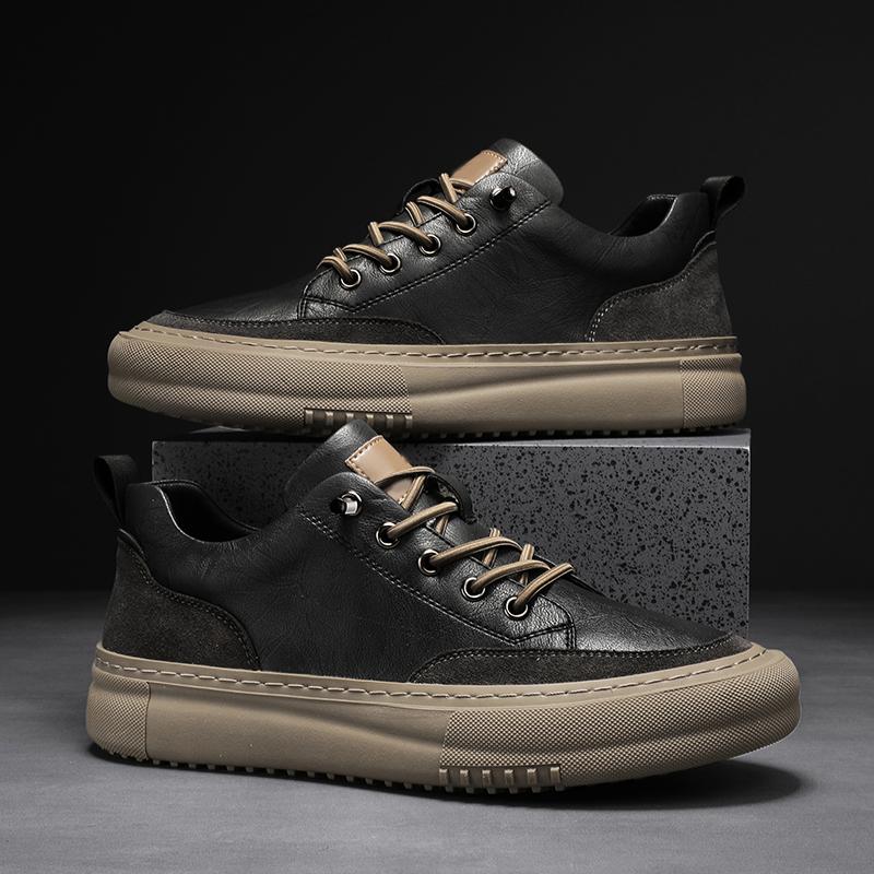 Модная итальянская брендовая мужская повседневная обувь из натуральной кожи на толстой — фото 3