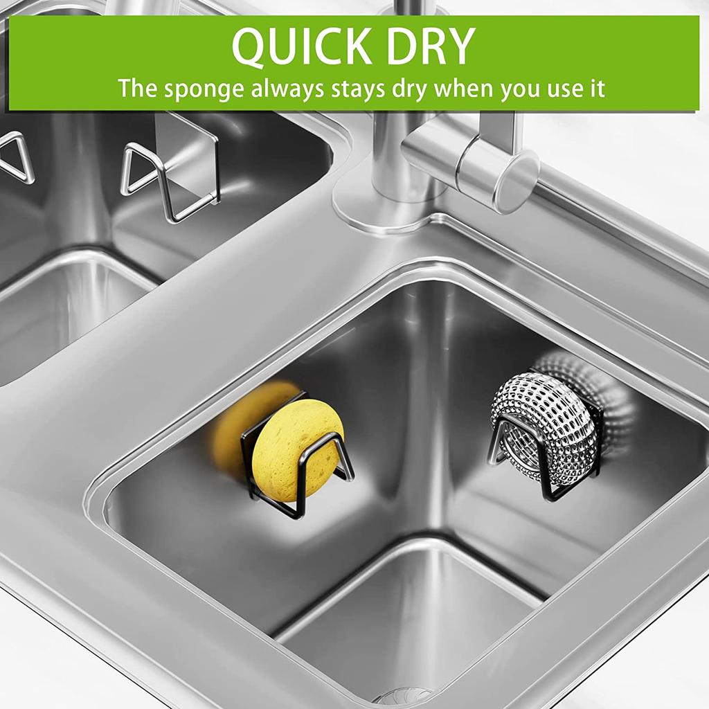 Kitchen Stainless Steel Sink Shelf Sponges Holders Adhesive Drain Drying Rack Kitchen Wall Hooks Storage Organizer Accessories