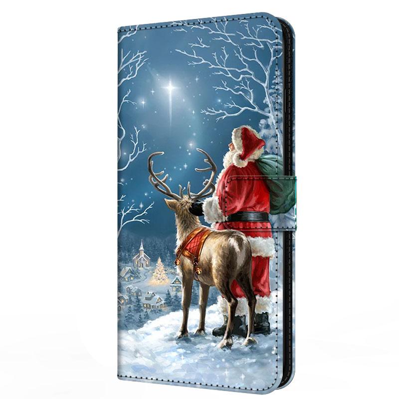 Cover For Xiaomi Poco F7 F 7 Relief Stand Book Flip Leather Case Merry Christmas Magnetic Wallet Protector Redmi Turbo 4 Pro