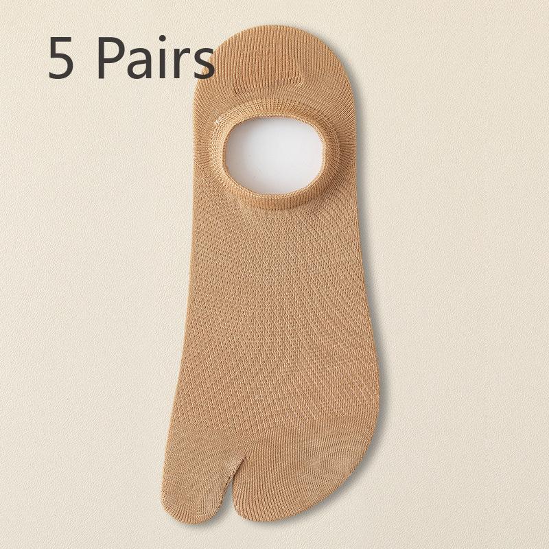 5 Paar Zehensocken Herren Sommer Dünnes Netz Atmungsaktiv Deodorant Antibakteriell Herrensocken Nahtlose Zwei-Zehen-Socken