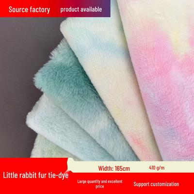 Tessuto Peluche Tie-Dye Sfumato in Pelo di Coniglio per Abbigliamento, Borse, Giocattoli e Tessili per la Casa.
