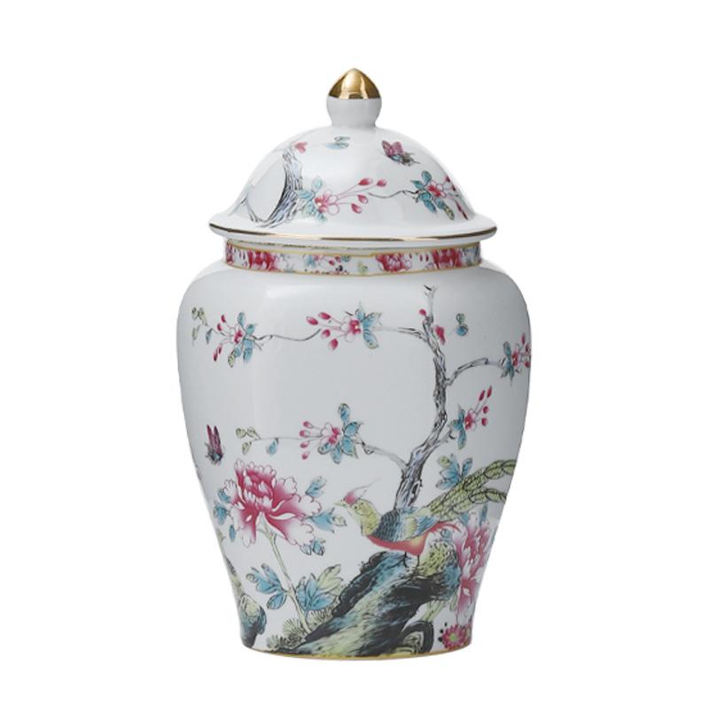 1300ML Ceramic Tea Pot Household Moisture-proof Sealed Pot Tea Container Living Room Coffee Table Desktop Decorative Ceramic Pot