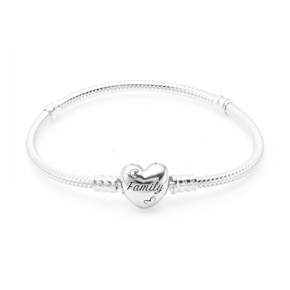 Pandora 598827c01 Moment Family Tree Heart Class Snake Chain Silver Bracelet