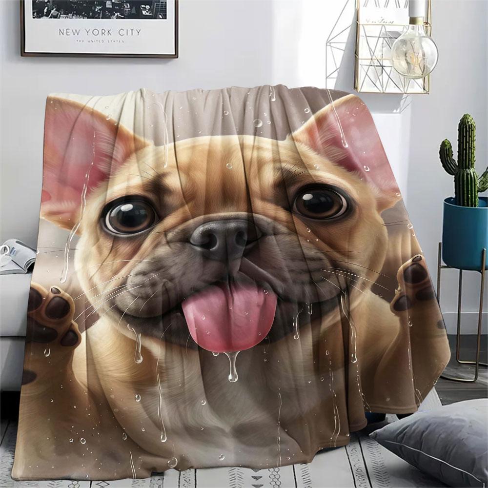 1Pc Cutepuppy Print Flannel Blanket, High quality Comfortable for All Seasons, Home Decor, Warmth and Comfort, Perfect for Christmas Gifts