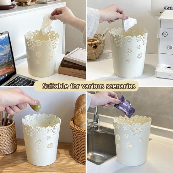 Toaletní stolek Květinový odpadkový koš Duté květinové vzory Odpadkový koš Malý stolní koš do koupelny Kanceláře Ložnice Domácí dekorace