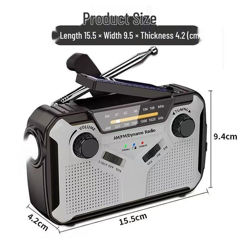 

Solar-Powered Hand-Crank Desk Lamp & Emergency FM Radio with Charger