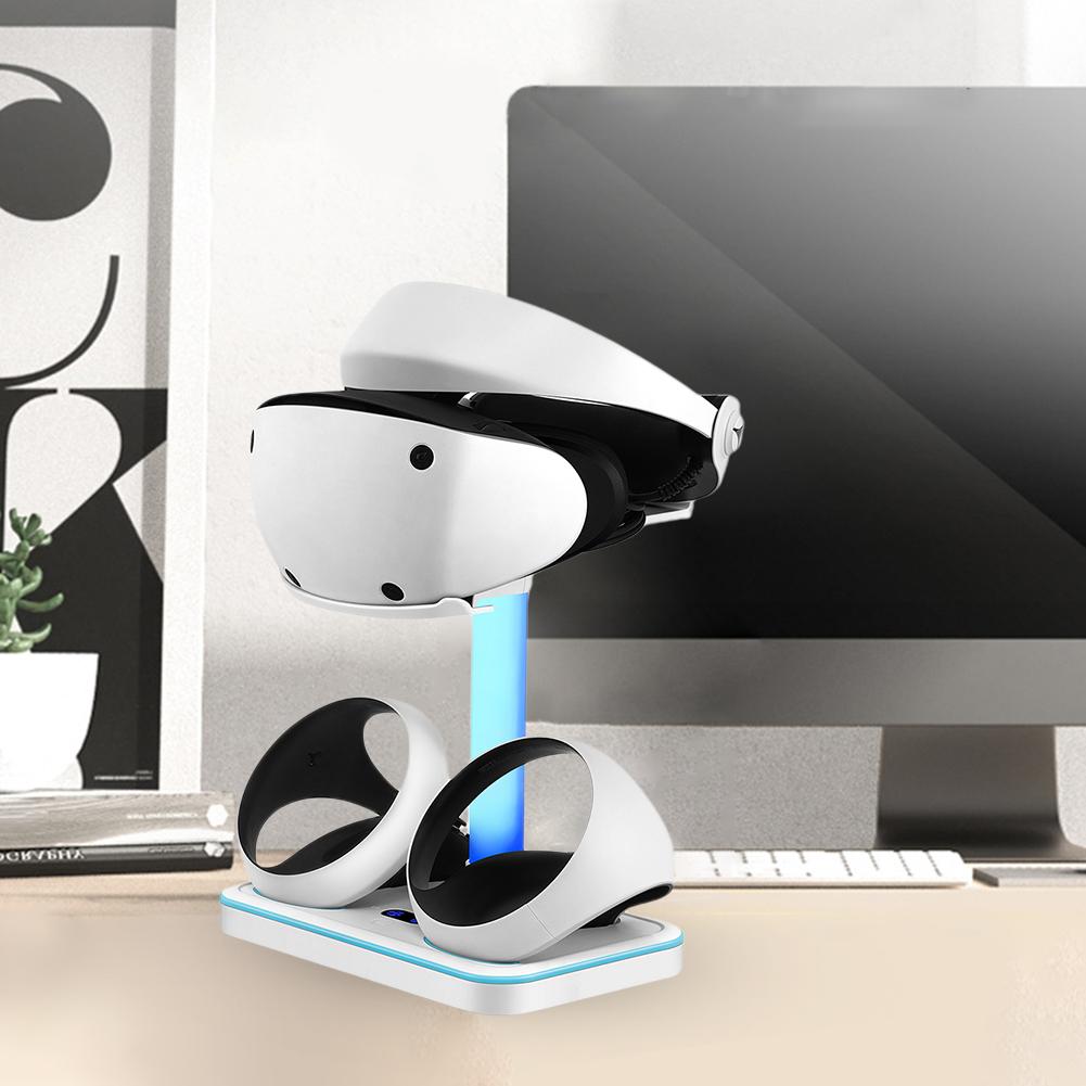 Spielcontroller-Ladestation Bunte RGB-Licht-Ladestation Dock Ständer Aufbewahrung Brillen Headset Zubehör für PS VR2 Joypad