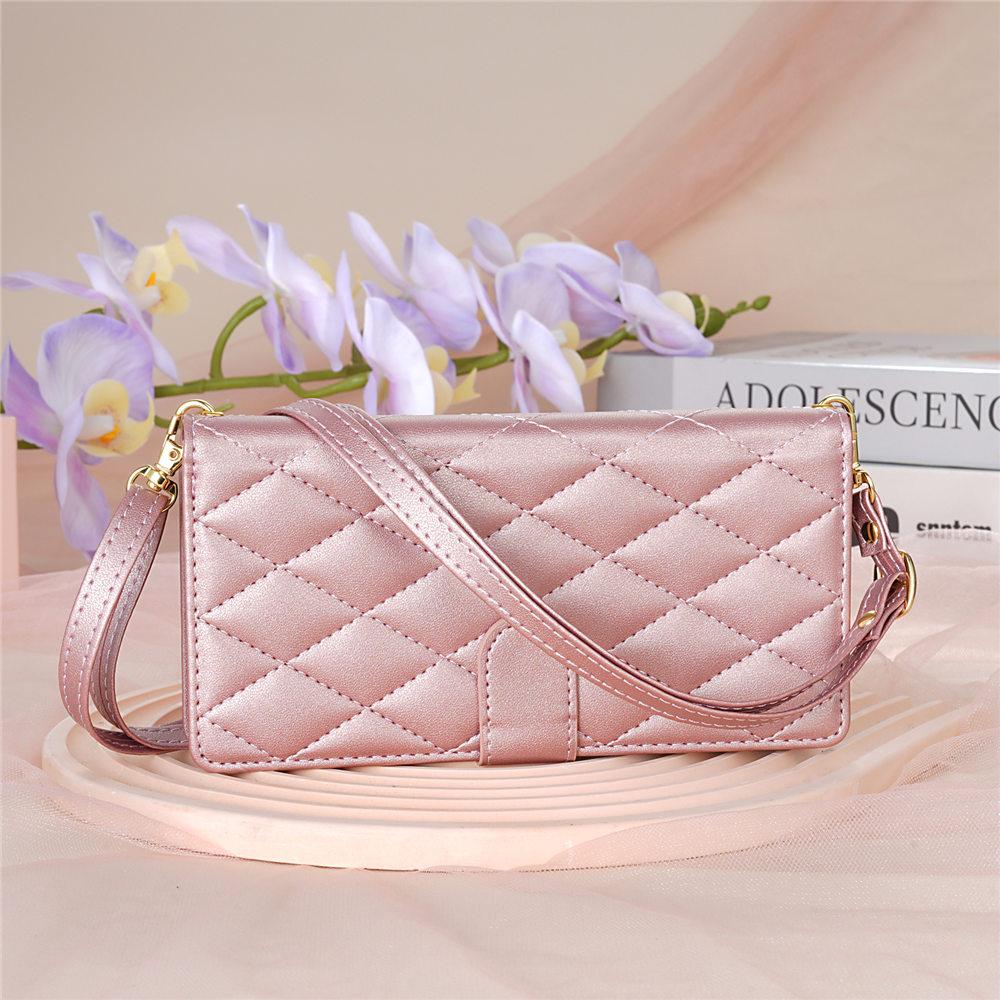 

Длинный ремешок на молнии, кошелек-кроссбоди, отделение для карт, кожаный чехол для iPhone 15 16 14 Plus 13 11 Pro Max SE4 2 XR XS, чехол-книжка For iPhone SE4 розового золота