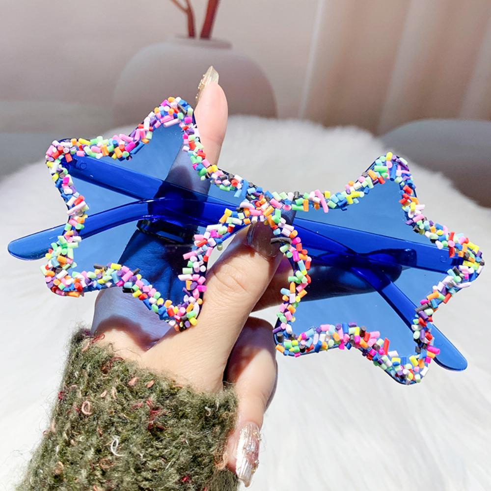 Fashion Star Shape Sunglasses With Colorful Jimmies Women Stylish Cute Pentagram Beach Sun Glasses Trendy Original Vacation