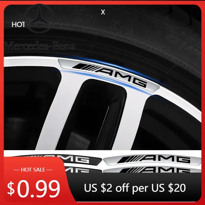 Hot Car Sticker 4Pcs Auto Wheel Hub Badge Tire Rim 3D Stickers For Mercedes Benz AMG W204 W203 W212 W211 W124 W210 GLC GLE CLA C