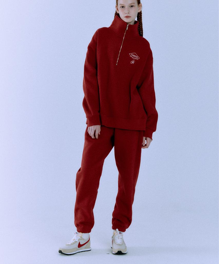 FANGOH F-Logo Embroidered Jogger Pants Burgundy