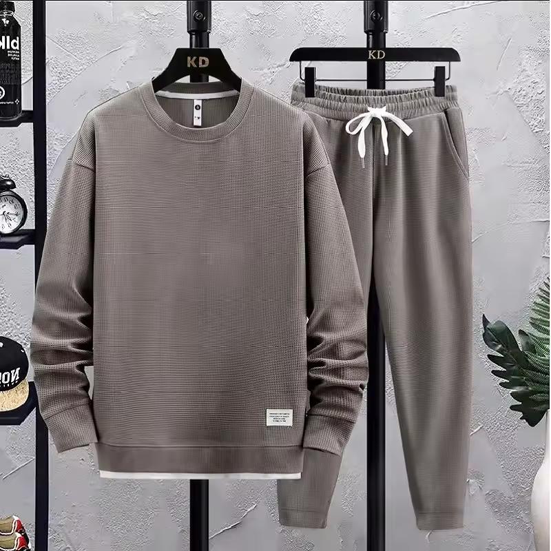 Spring Autumn Men's Suit Casual T-shirt + Shorts Suit Men's Tracksuit Solid Color Tracksuit Loose Suit