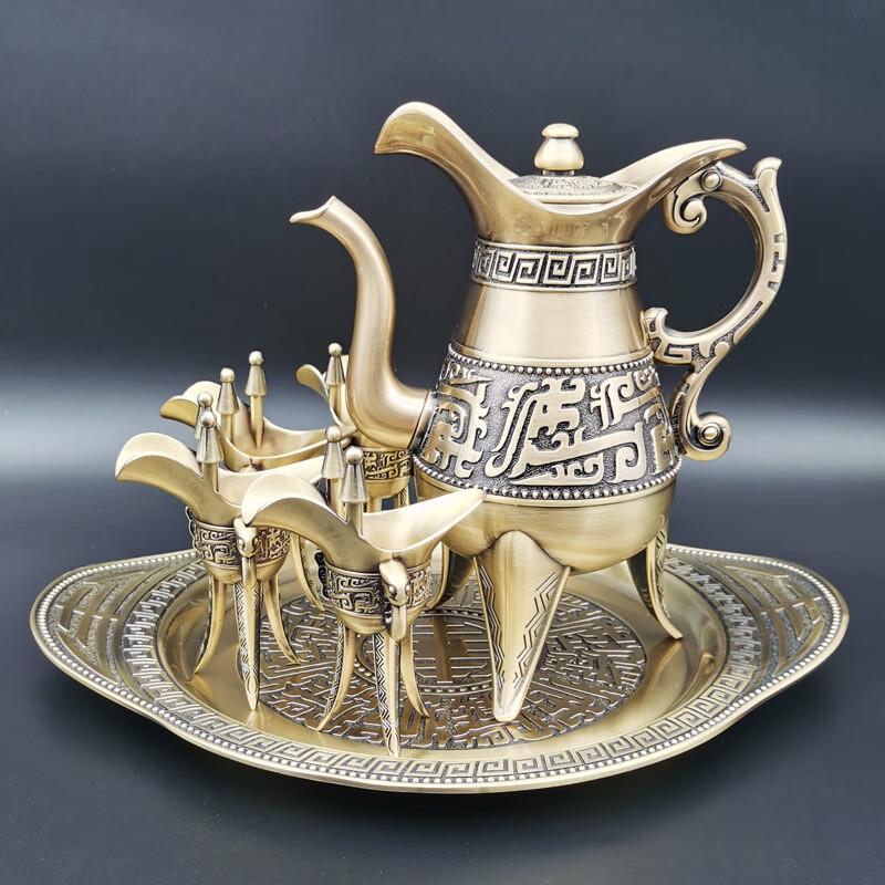 Ancient Bronze Jue Cup Wine Set Small Bronze Jue Cup Set (6 Pieces)