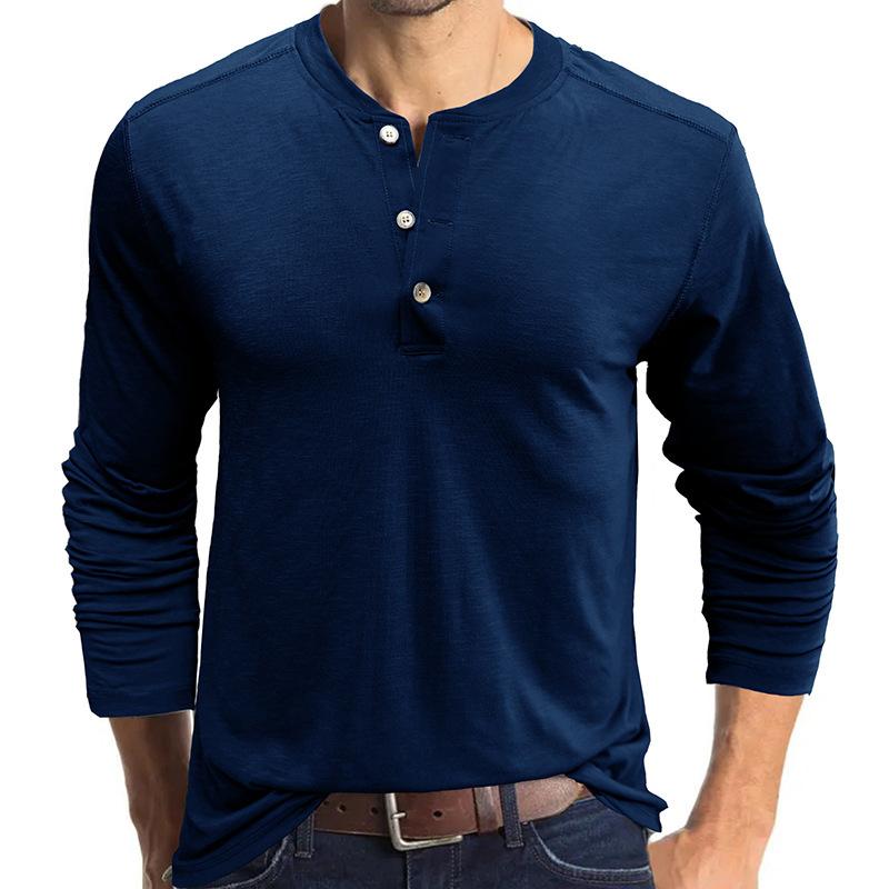 Men's Henley Shirts Long Sleeve Soft Casual Slim Fit Basic Stretch Breathable Henley T-Shirt Workout Moisture Wicking Athletic Tops Tee for Male