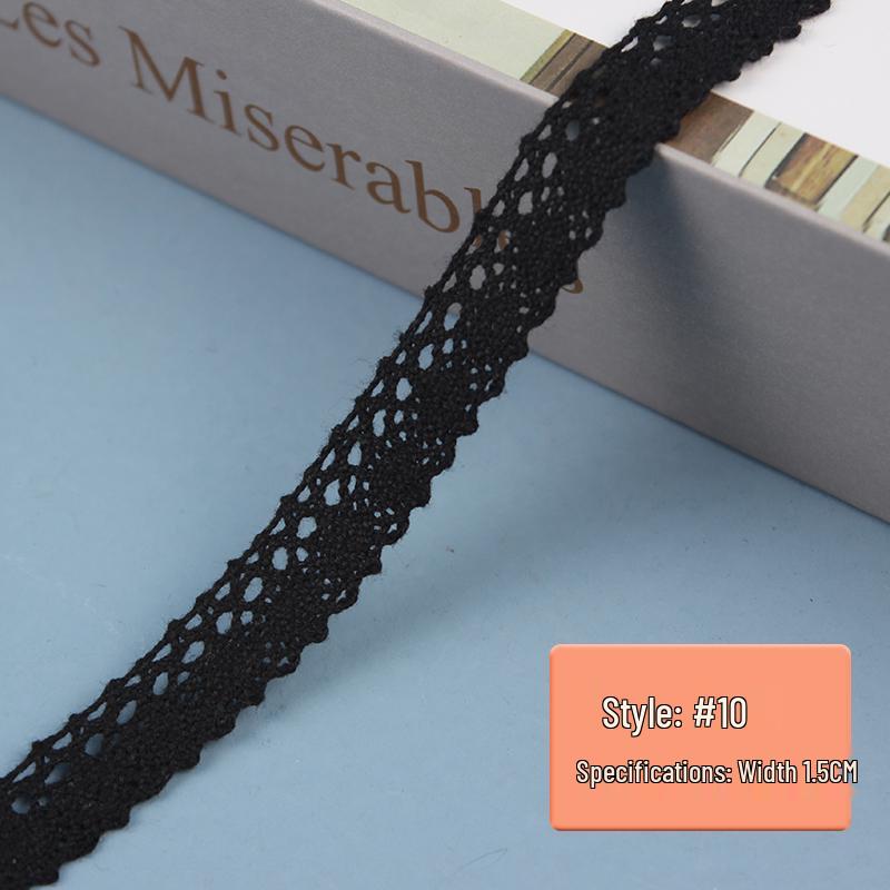 Black Pure Cotton Lace Trim for Clothing and Curtains