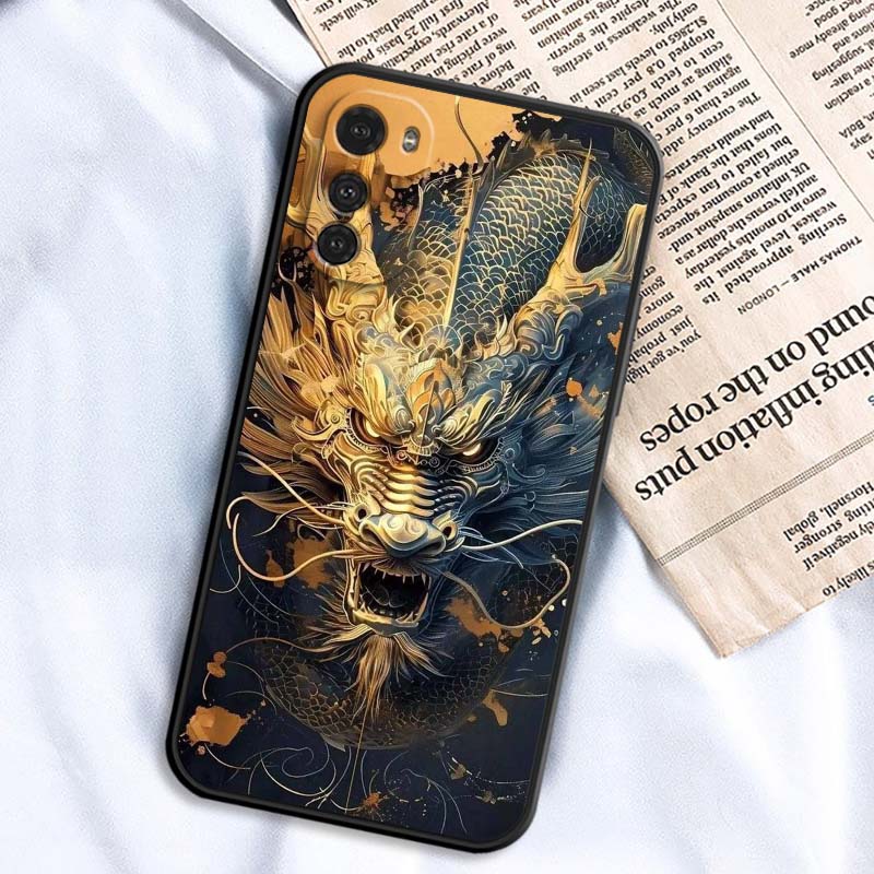 Anime Dragon Design Phone Case For Motorola G85 Edge 50 G24 G35 G14 G04 40 G72 G34 G G54 G13 G32 5G Black