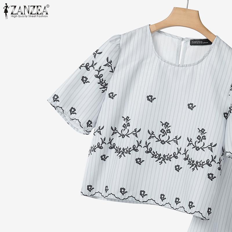 ZANZEA Women Short Sleeve Blouse and Skirts Summer Two Piece Suit Sets