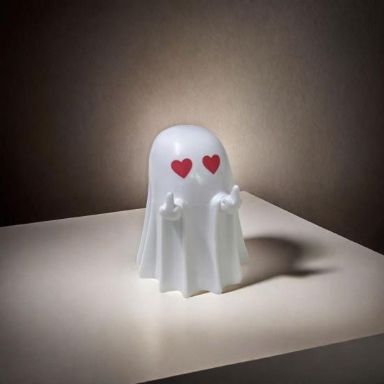 Halloween Ghost Figurine Middle Finger Ghost Ornament Resin Flip The Bird Ghost Statue for Desk Home Office Bathroom