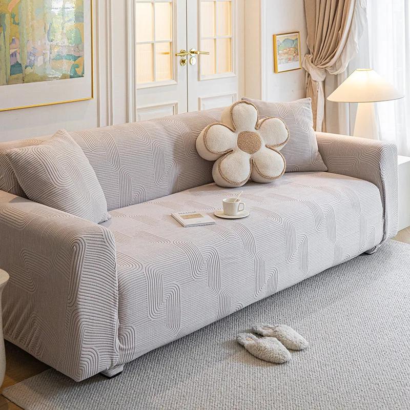 Adjustable Elastic Sofa Cover Stretch Sofa Seat Cover Jacquard Sofa Covers for Living Room Decor Non-slip Slipcover Couch Covers