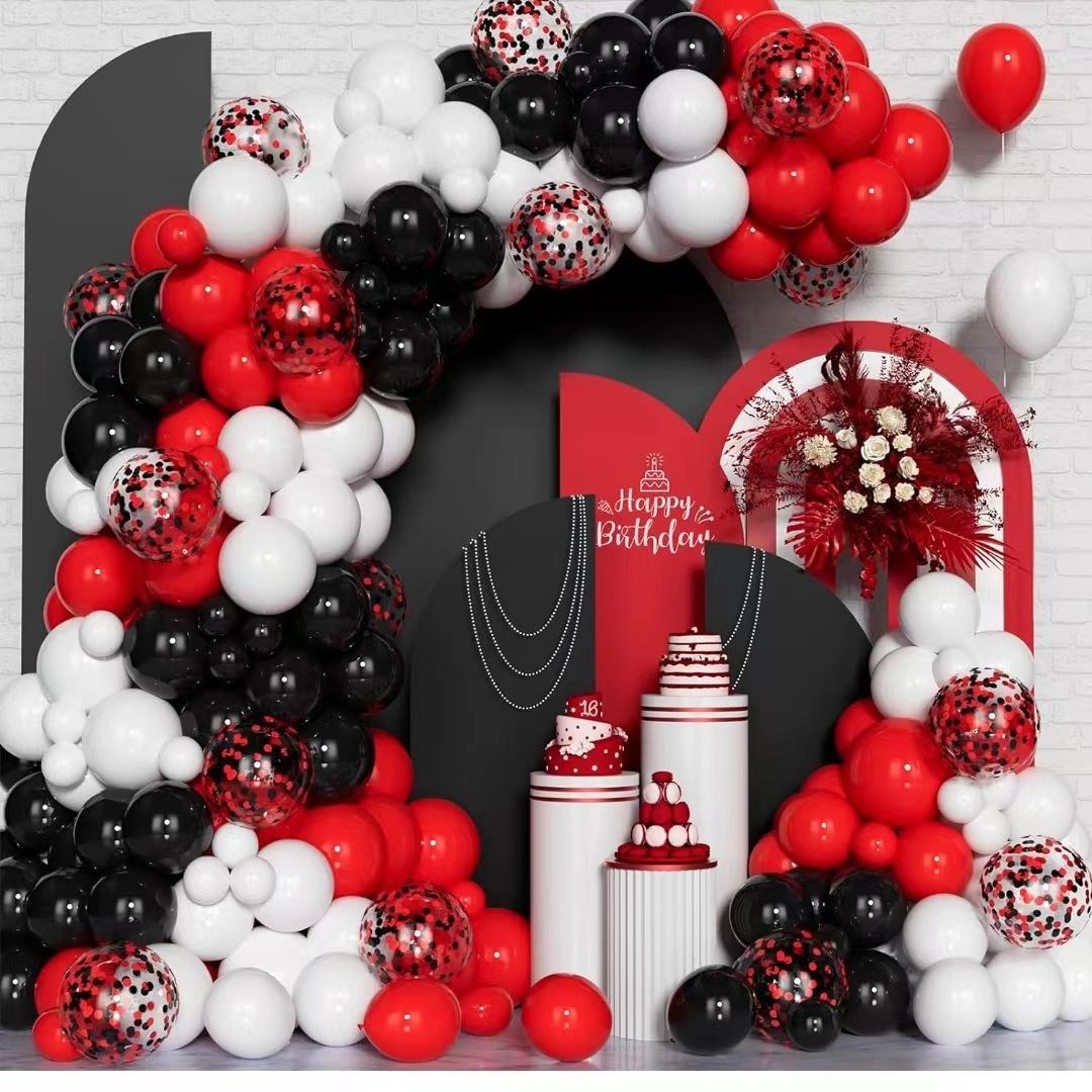 

Набор воздушных шаров серии «Черный и красный» Тематическая вечеринка ко дню рождения Оформление сцены Цепочка из воздушных шаров Set as shown