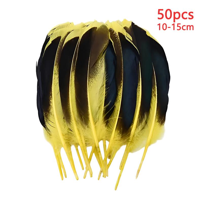 10-15Cm Goose Feathers Trim 50Pcs Long Decoration Plumas Big Small Black Mix Colored White Bulk For Crafts Hat Carnival Salon