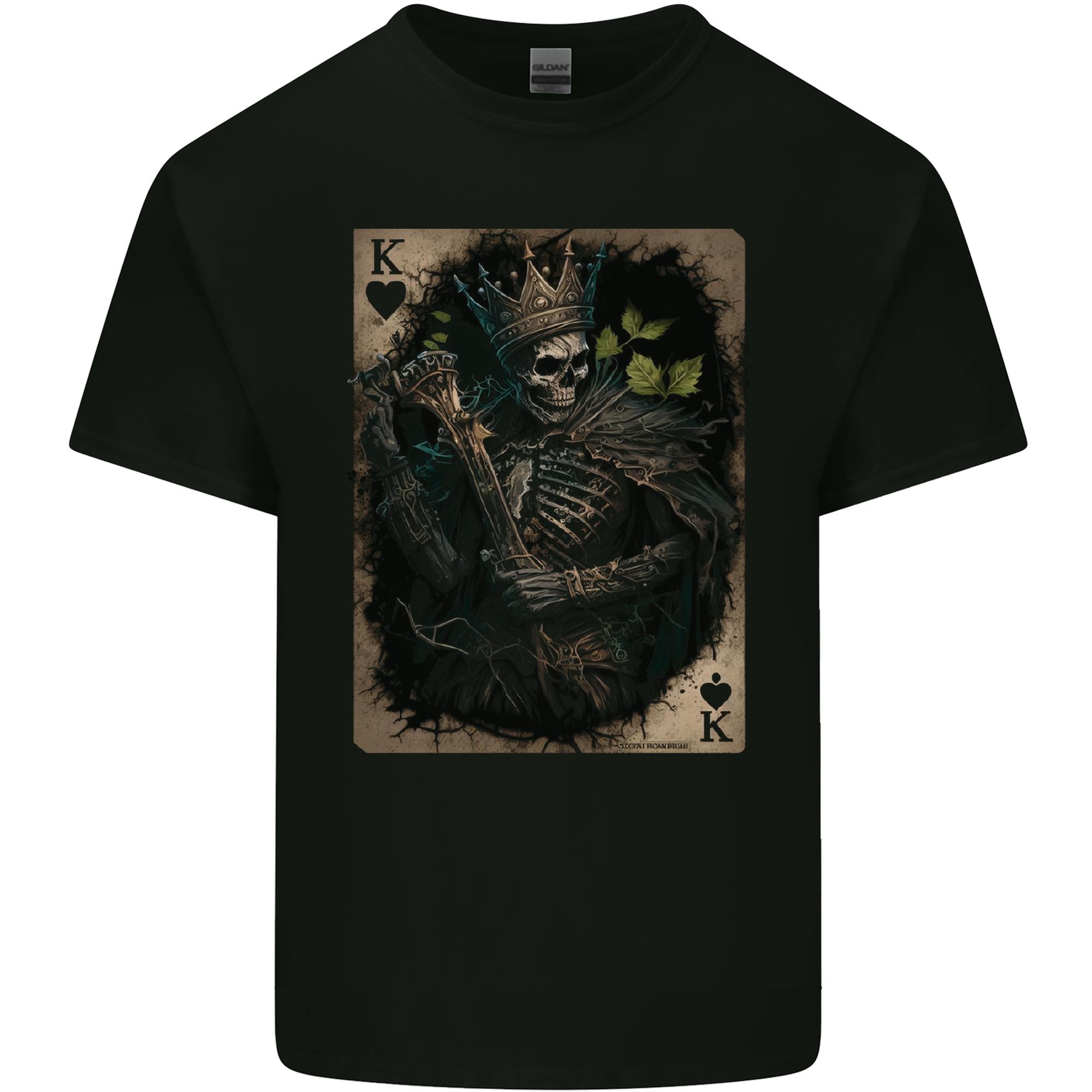 King of Hearts Skull Playing Cards Unisexs Light Cotton TShirt S