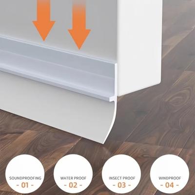 PVC Door Bottom Seal Strip Self-Adhesive Soundproof Under Door Guard Gap Stopper for Glass/Window Strong Adhesion Doorstop