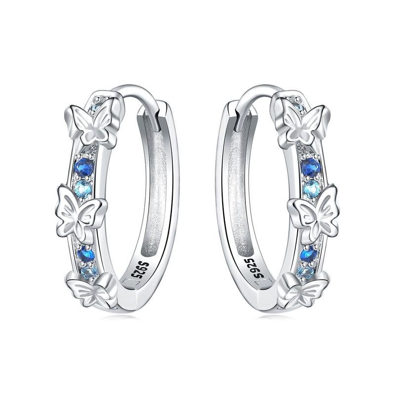 Dragonfly Butterfly Hoop Earrings For Women 925 Silver Earrings Silver Fashion Jewelry For Party Wedding Engagemen Gift