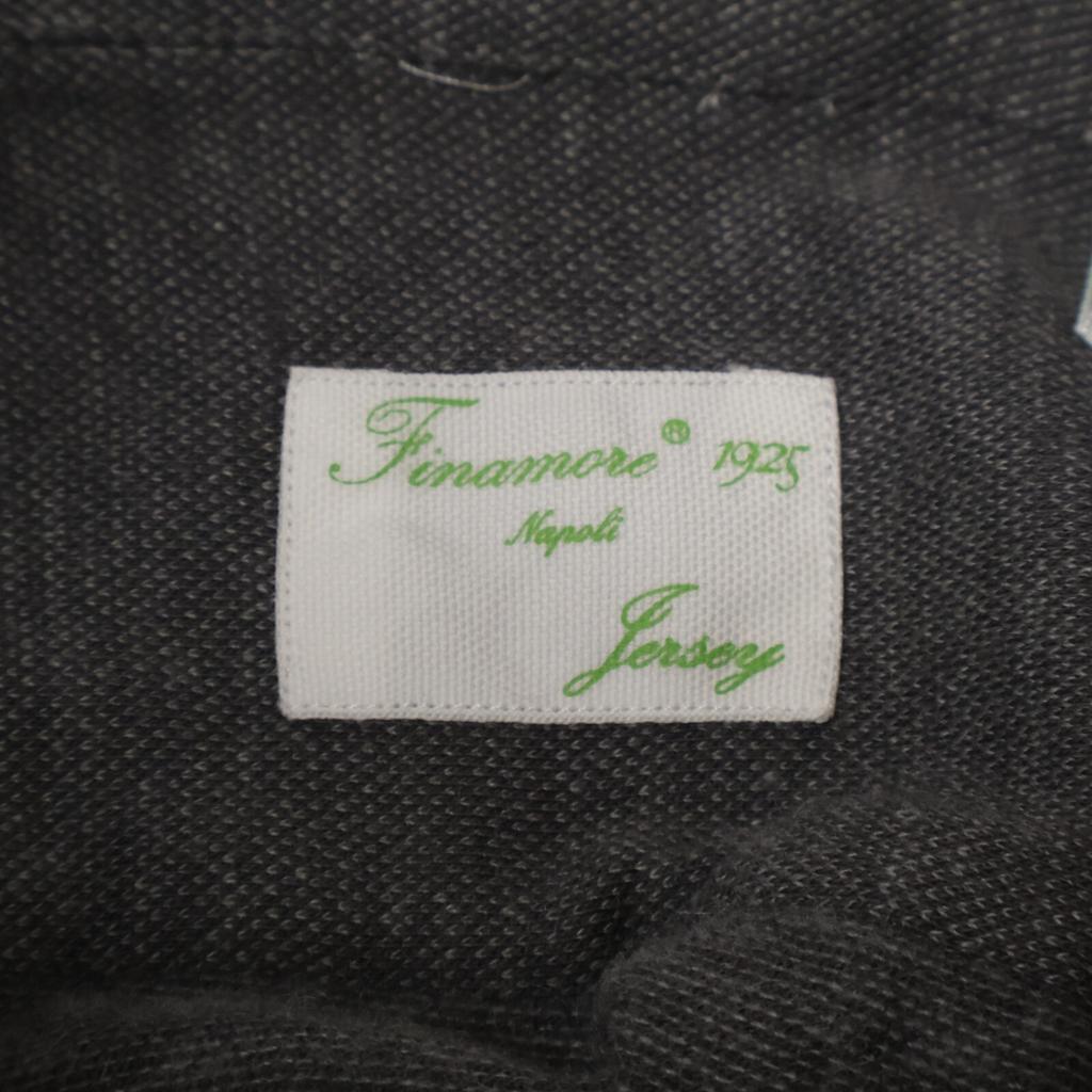 finamore Gray 28416-1 Button Cashmere Blend Wide Collar Shirt tops L grayUsed