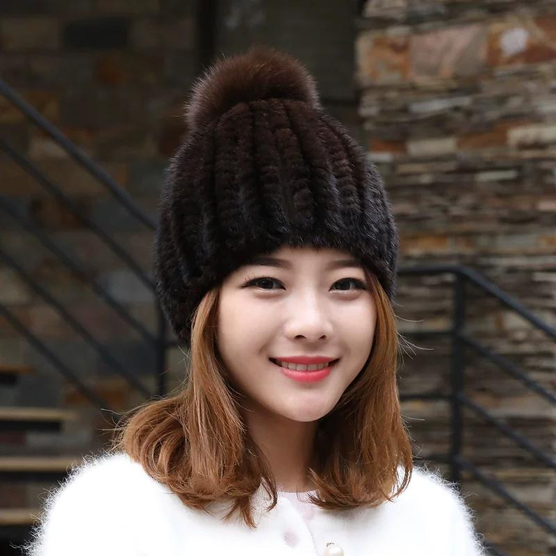 

Mink Hair Hat Women s Autumn and Winter Foreign Style Fashionable Versatile Ear Protection Warm Hat Winter Real Hair Women s Fur Mink Hat One size fits all, stretchy коричневий