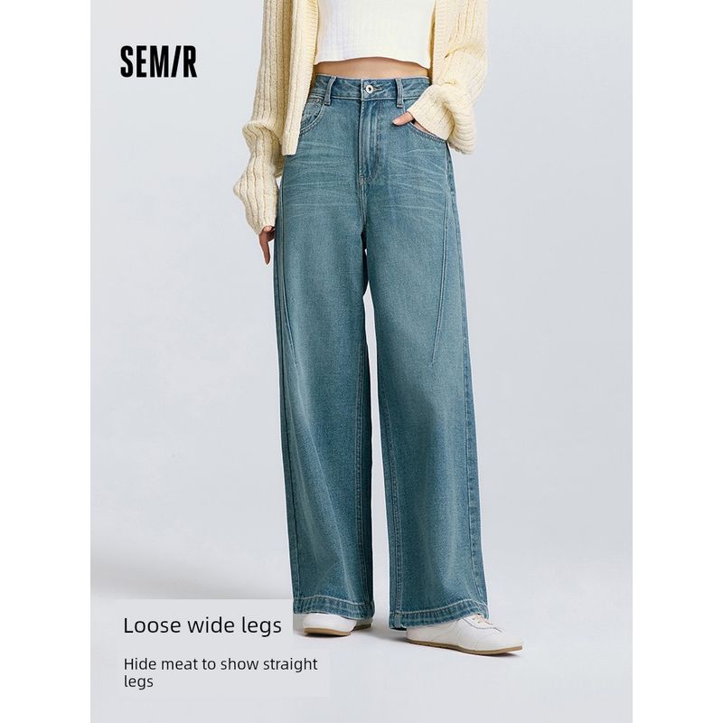 

Senrou Denim | Same Style with Mall Senma Denim Female High Waist Loose Pants 2025 New Arrival Spring Trousers Street Denim light gray 28201 160/66A/M