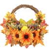 Harvest Wreath With Pumpkins Berries Vine Circle Halloween Thanksgiving Door Decor